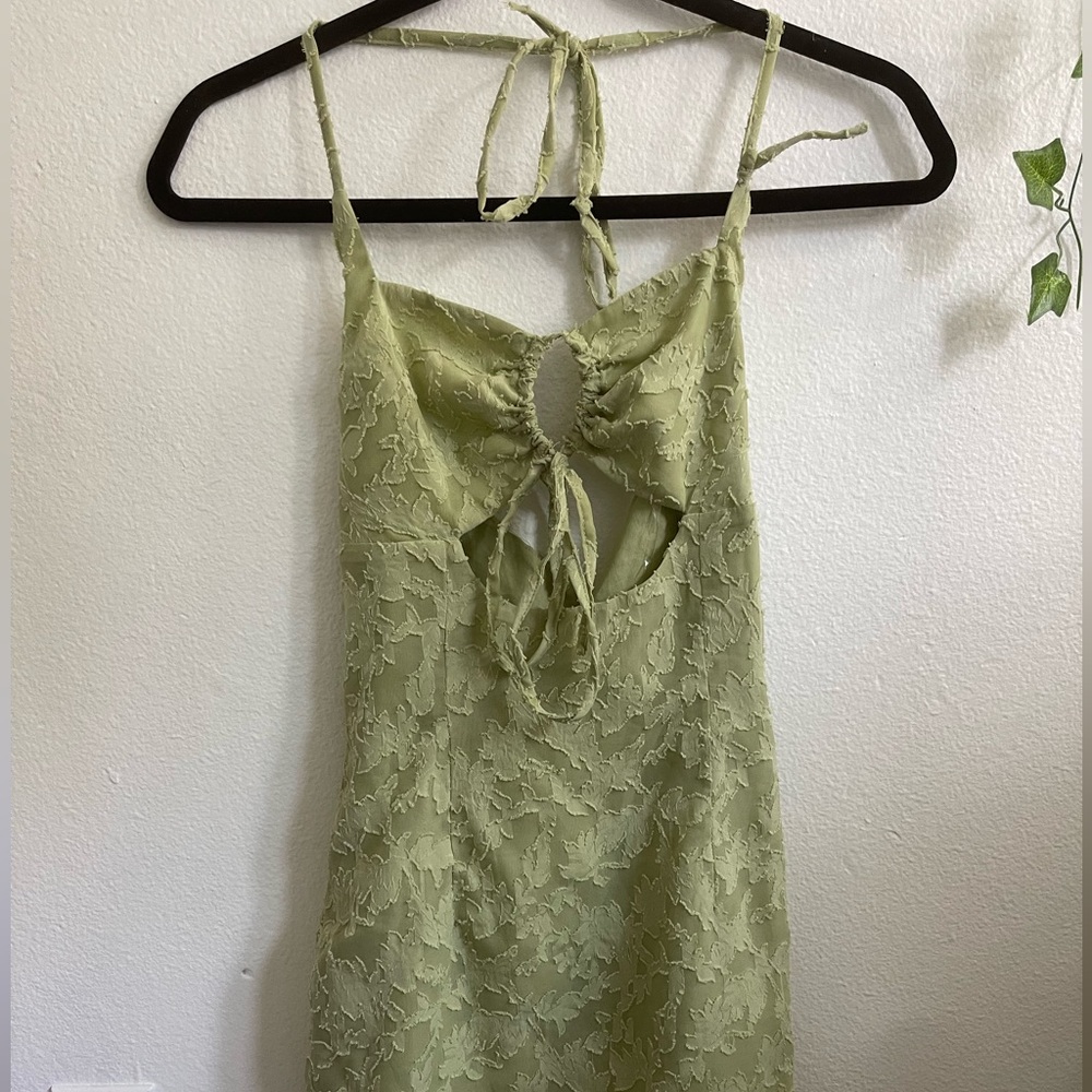 Green Floral Halter Dress